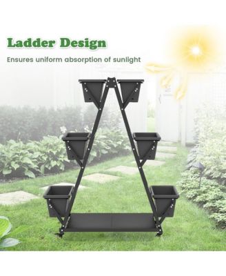 Lockable Wheels Drainage Holes 3-tier Vertical Garden Planter Box