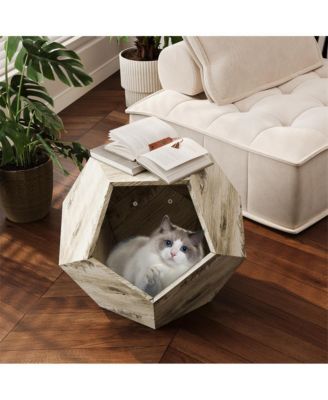 25.98" Pet Carrier Side Table Planter in Colored Oak