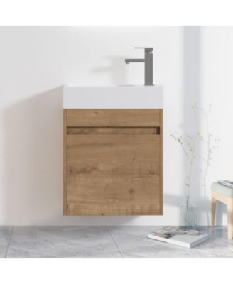 18 Inch Bathroom Vanity with White Resin Sink and Soft-Close Cabinet Door