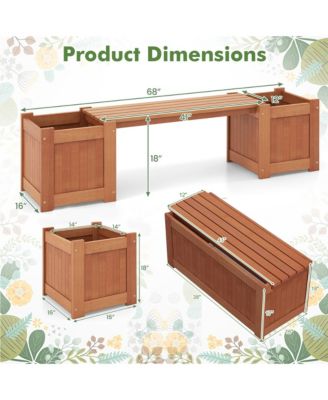 Wood Wooden Planter Box w/ Seat 2-in-1 Raised Garden Bed & Bench Outdoor