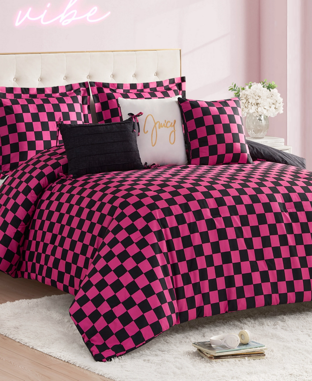 Juicy Couture Checkerboard Reversible 5-pc. Comforter Set, Twin/twin Xl