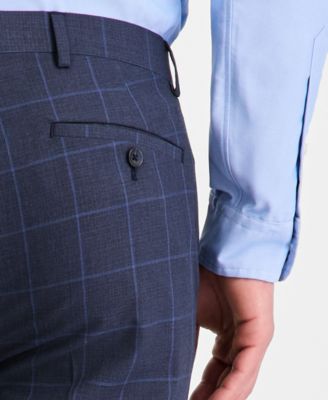 Men's Windowpane Slim-Fit Techni-Cole Suit Separate Pants