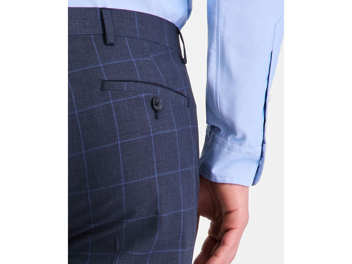 Мужские брюки Kenneth Cole Reaction Windowpane Slim-Fit Techni-Cole Suit Separate, цвет: Тёмно-синий / Синий — фото 5