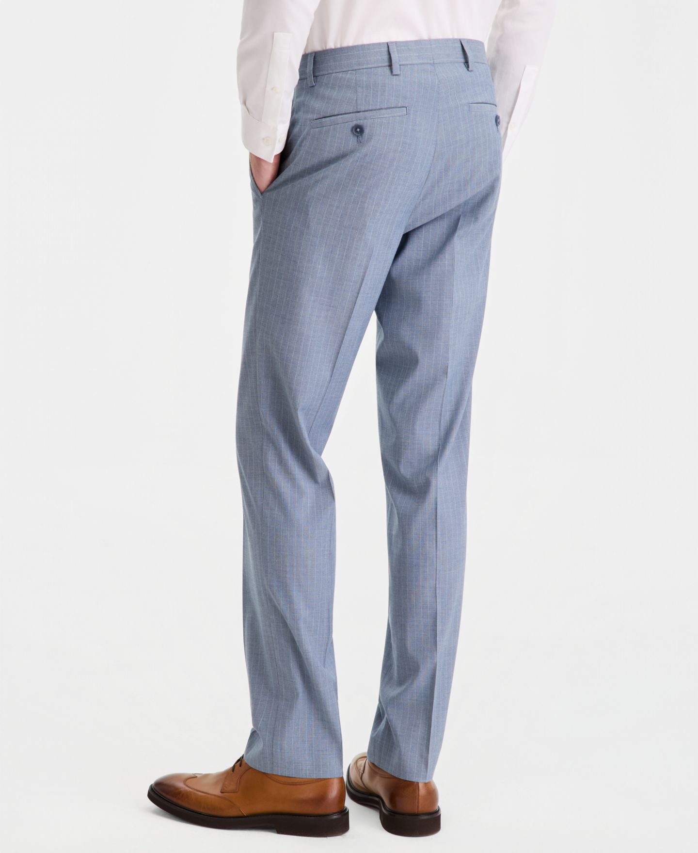Мужские брюки Kenneth Cole Reaction Pinstripe Slim-Fit Techni-Cole Suit Separate, цвет: Синий — фото 4