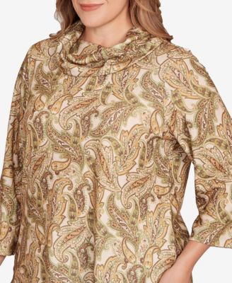 Plus Size Printed Hatchi Cowl Neck Top