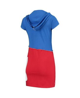 Women's Royal/Red New York Giants Hooded Mini Dress