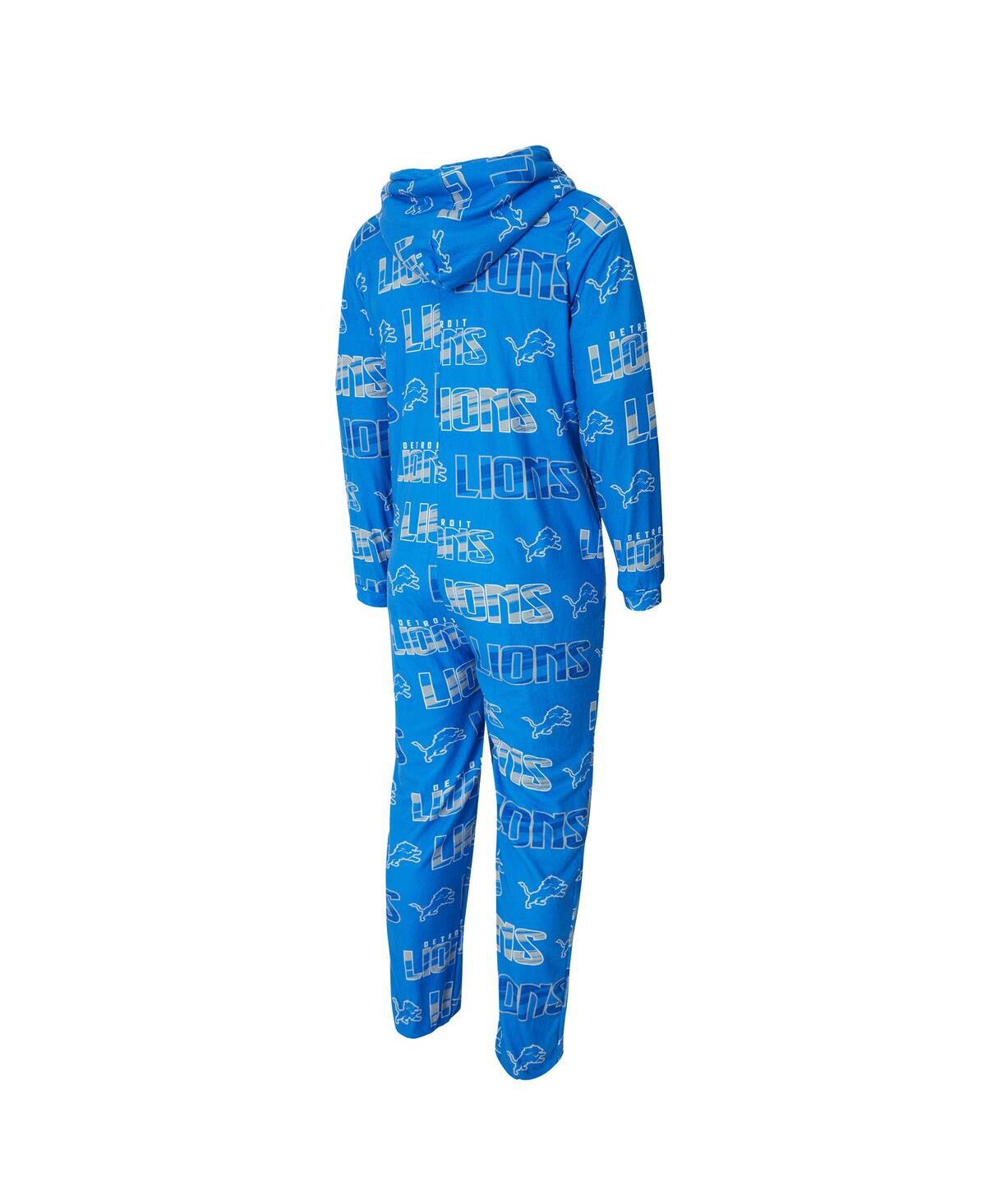 Concepts Sport Men's Blue Detroit Lions Shuffle All-over-print Microfleece Full-zip Union Suit In Brown