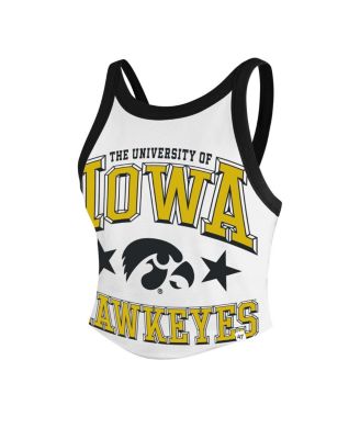 Women's White Iowa Hawkeyes Energize Sporty Cropped Racerback Tank Top