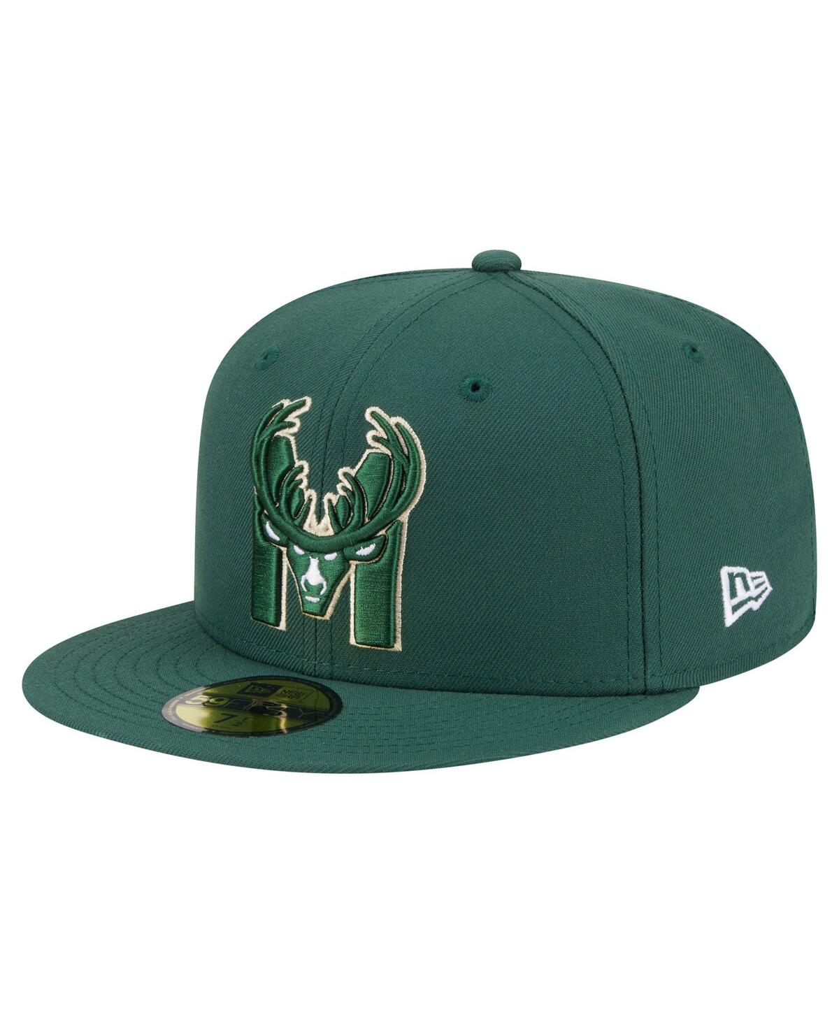 New Era Men's Hunter Green Milwaukee Bucks Deceptor 59fifty Fitted Hat In Green