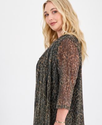 Plus Size Pleated Jersey Jacket Dress