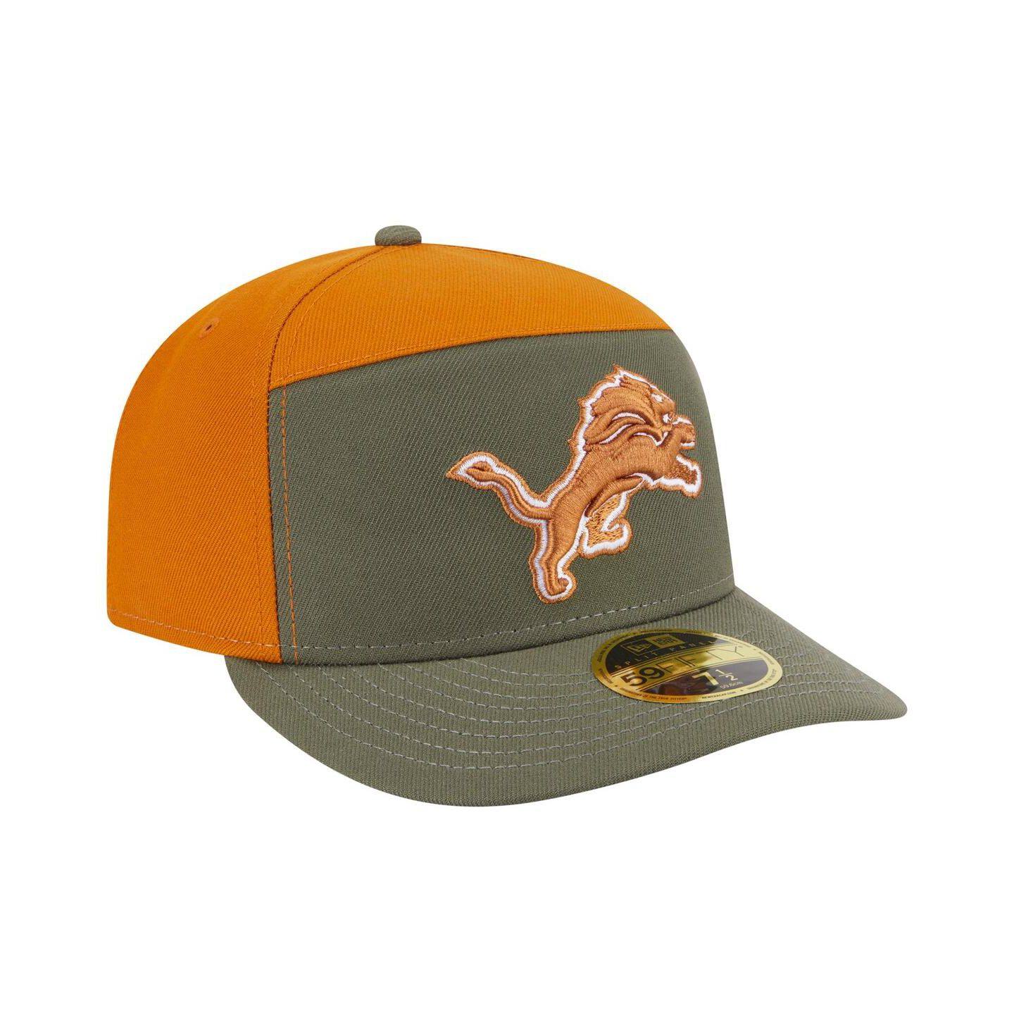 Мужские головные уборы New Era Olive/Brown Detroit Lions Two-Tone Color Pack Split Panel 59FIFTY Fitted Hat — фото 4