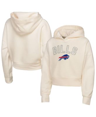 Outerstuff - Big Girls Cream Buffalo Bills Oversized Cropped Blitz Hoodie