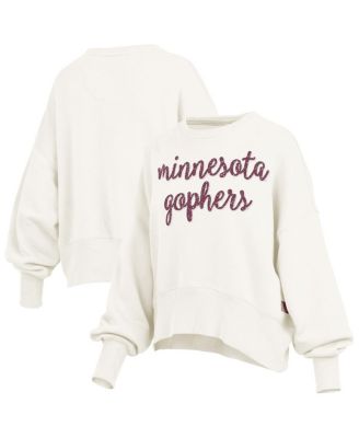 Pressbox - Women's Cream Minnesota Golden Gophers Oversized Chelsea Waist Length Pullover Sweatshirt