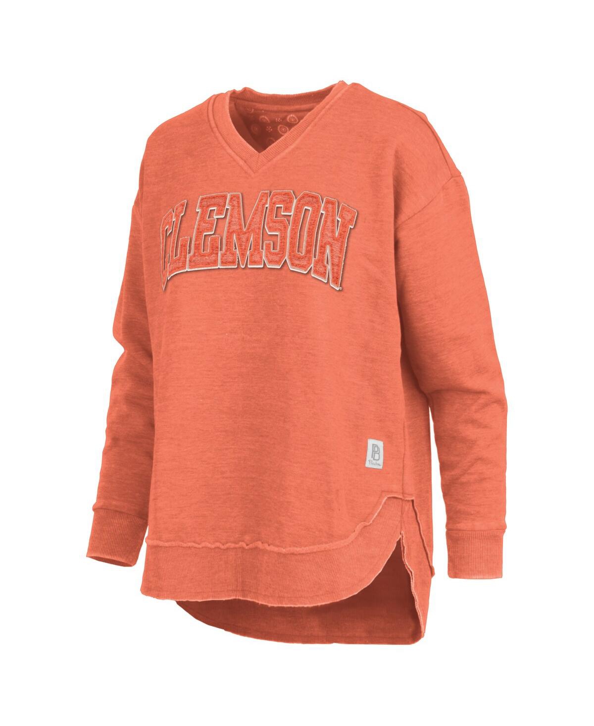 Pressbox Orange Clemson Tigers Westin Poncho V-neck Pullover Sweatshirt In Orange