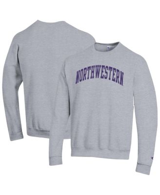 Champion - Men's Heather Gray Northwestern Wildcats Basic Arch Fleece Pullover Sweatshirt