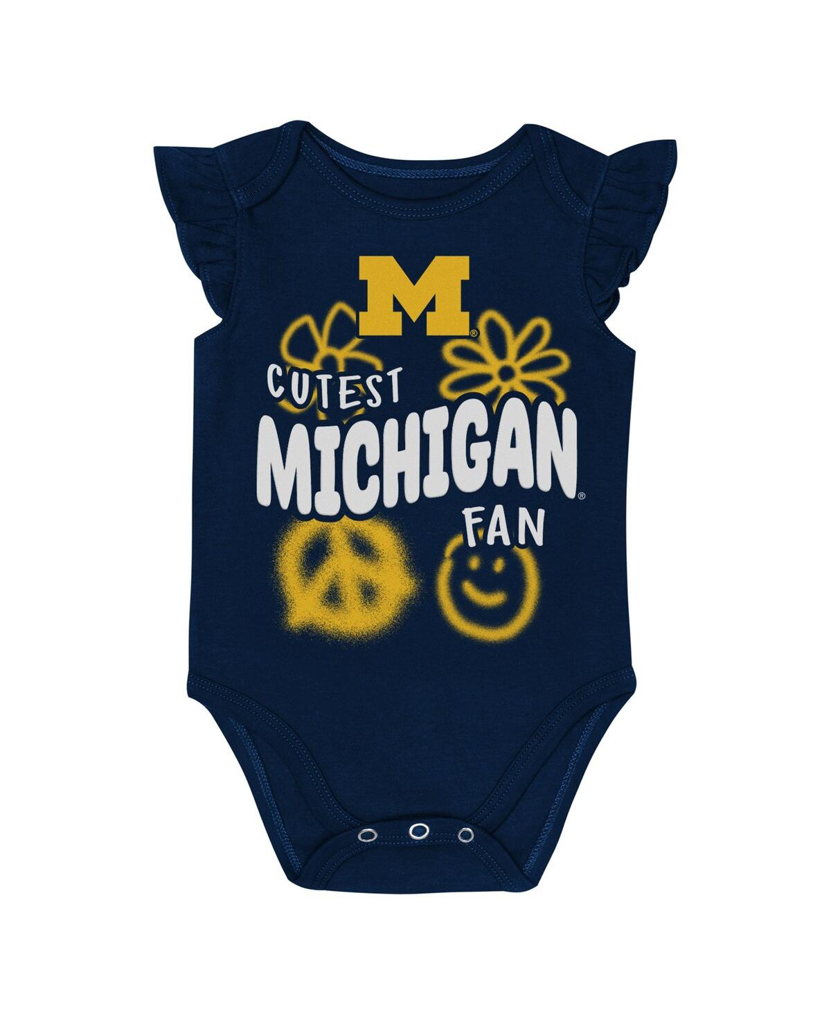 Outerstuff Baby Boys And Girls Navy/maize Michigan Wolverines Little Sunshine 2-piece Bodysuit Set In Multi