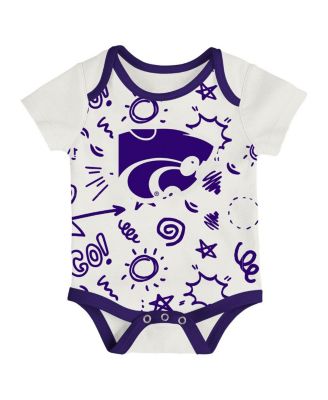 Baby Boys and Girls Kansas State Wildcats 3-Pack All Day Play Bodysuit Set