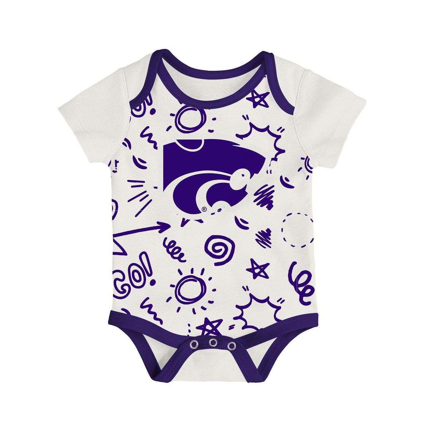 Outerstuff Baby Boys and Girls Kansas State Wildcats 3-Pack All Day Play Bodysuit Set — фото 2