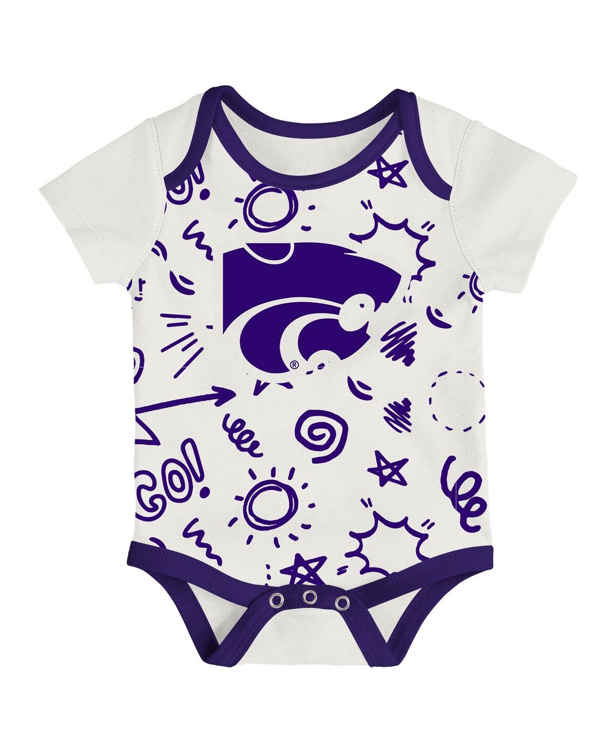 Outerstuff Baby Boys And Girls Kansas State Wildcats 3-pack All Day Play Bodysuit Set In Blue