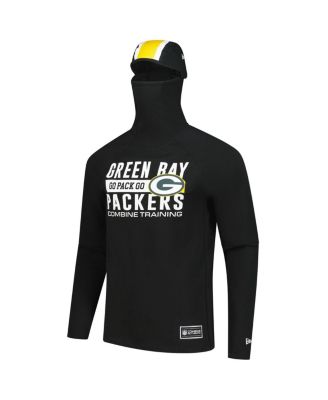 Men's Black Green Bay Packers Functional Fandom Balaclava Helmet Stripe Tri-Blend Hoodie