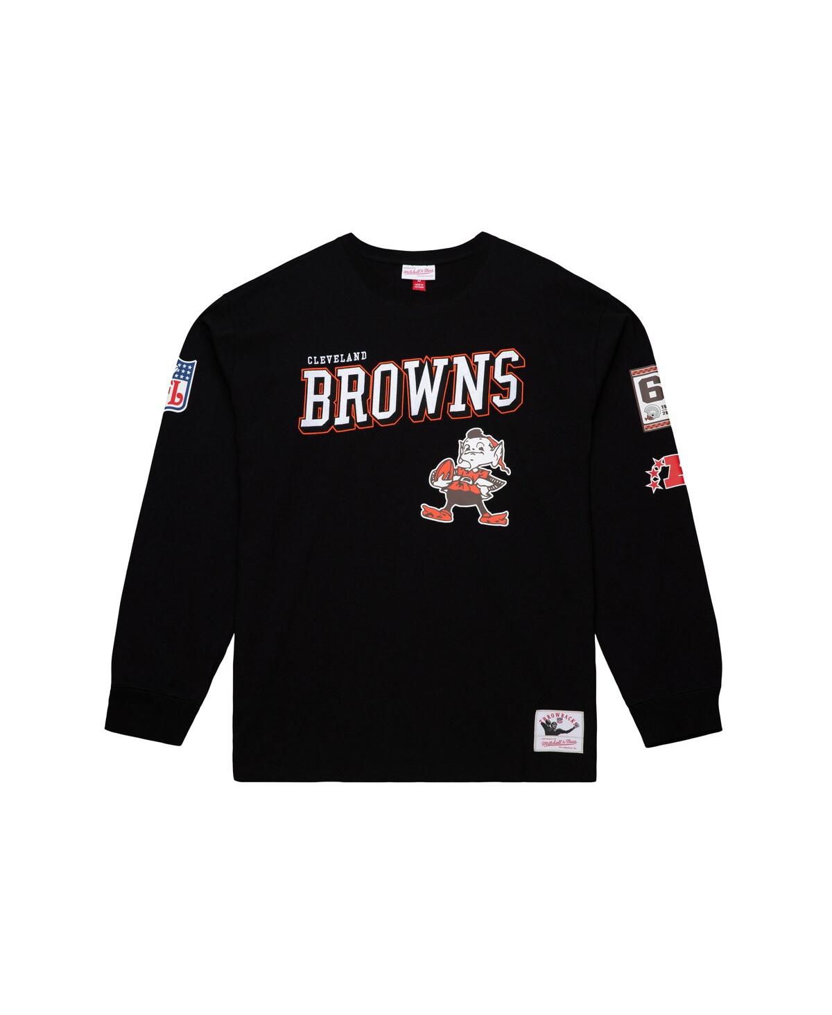 Mitchell & Ness Men's Black Cleveland Browns Training Camp Vintage Logos Long Sleeve T-shirt In Black