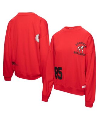 Mitchell & Ness - Women's Red Georgia Bulldogs Multi-Hit Crewneck Pullover Sweatshirt
