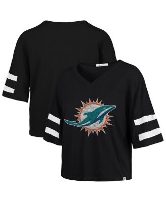 '47 Brand - Women's Black Miami Dolphins Premier Scout Cropped V-Neck T-Shirt