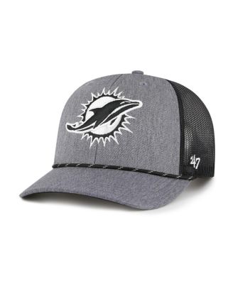 '47 Brand - Men's Heather Charcoal Miami Dolphins Carbon Rope Trucker Adjustable Hat