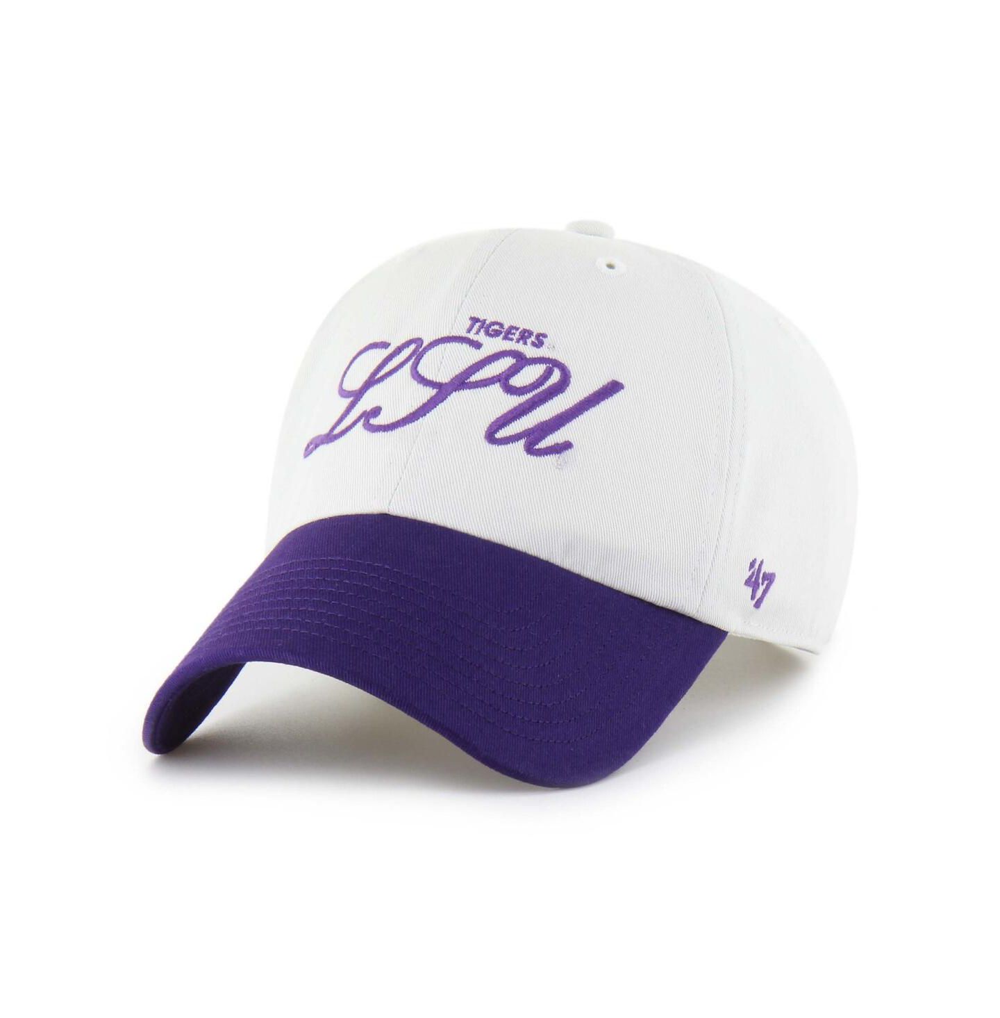 Мужская кепка '47 Brand White LSU Tigers Contemporary Basics Foundation Clean Up Adjustable Hat — фото 3