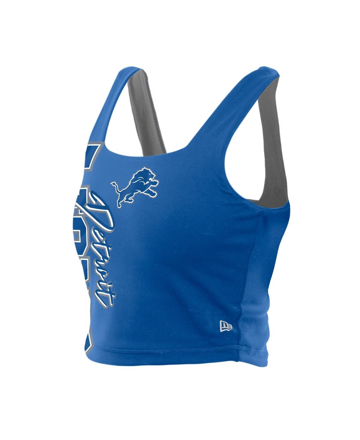 New Era Women's Blue/gray Detroit Lions Reversible Cropped Sport Classics Tank Top In Multi