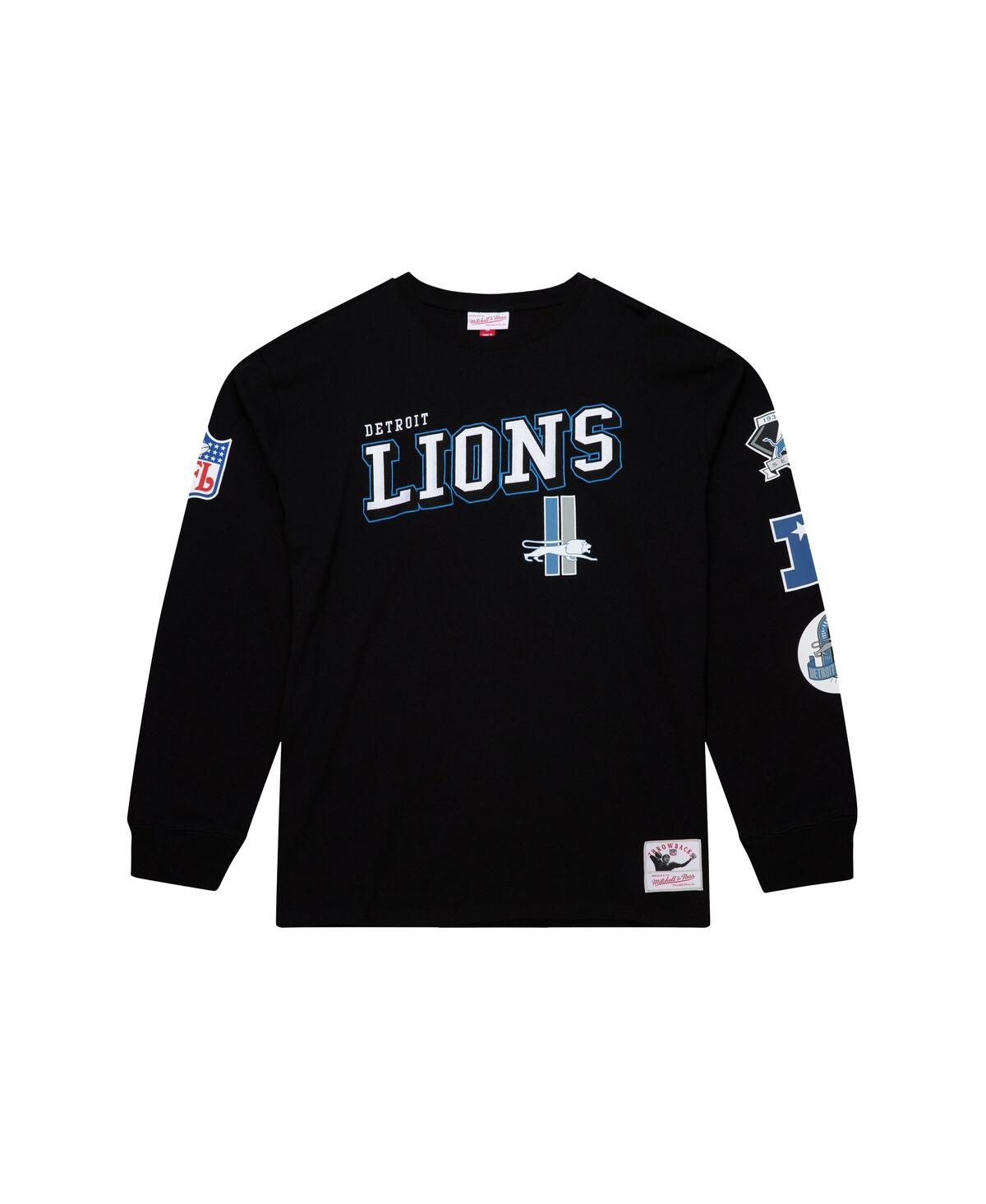 Mitchell & Ness Black Detroit Lions Training Camp Vintage Logos Long Sleeve T-shirt In Black