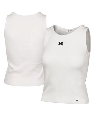 '47 Brand - Women's Cream Michigan Wolverines Micro Logo Ribbed Cropped Tank Top