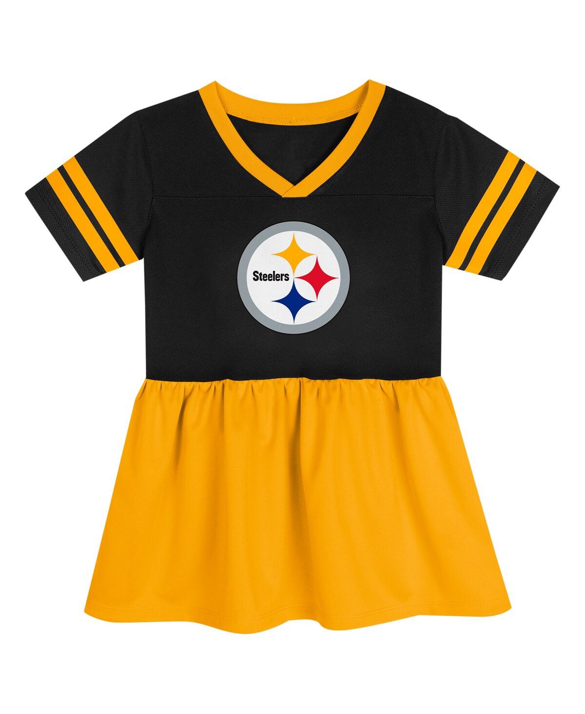 Outerstuff Girls Toddler Black Pittsburgh Steelers Stadium Lights Fashion Jersey Dress In Multi