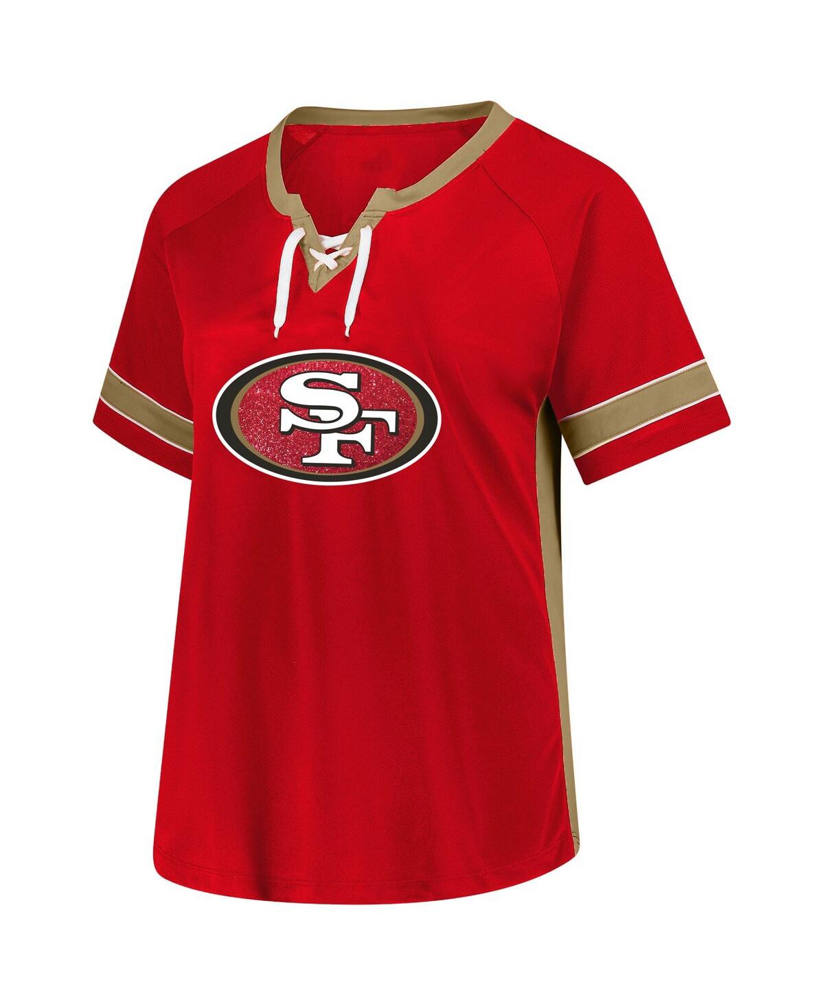 Fanatics Women'sâ Christian Mccaffrey Scarlet San Francisco 49ers Plus Size Name Number Lace-up T-shirt In Red