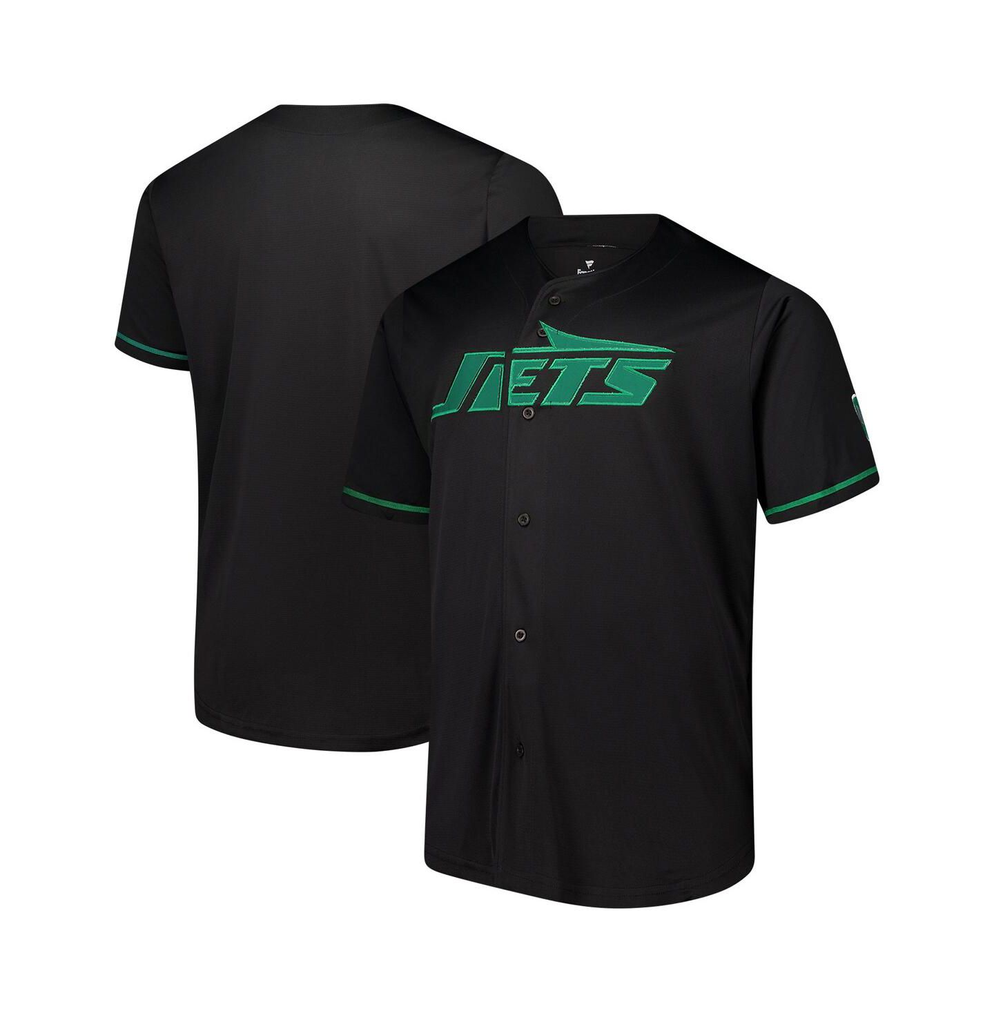 Мужская рубашка Fanatics Black New York Jets Pop Full-Button — фото 1