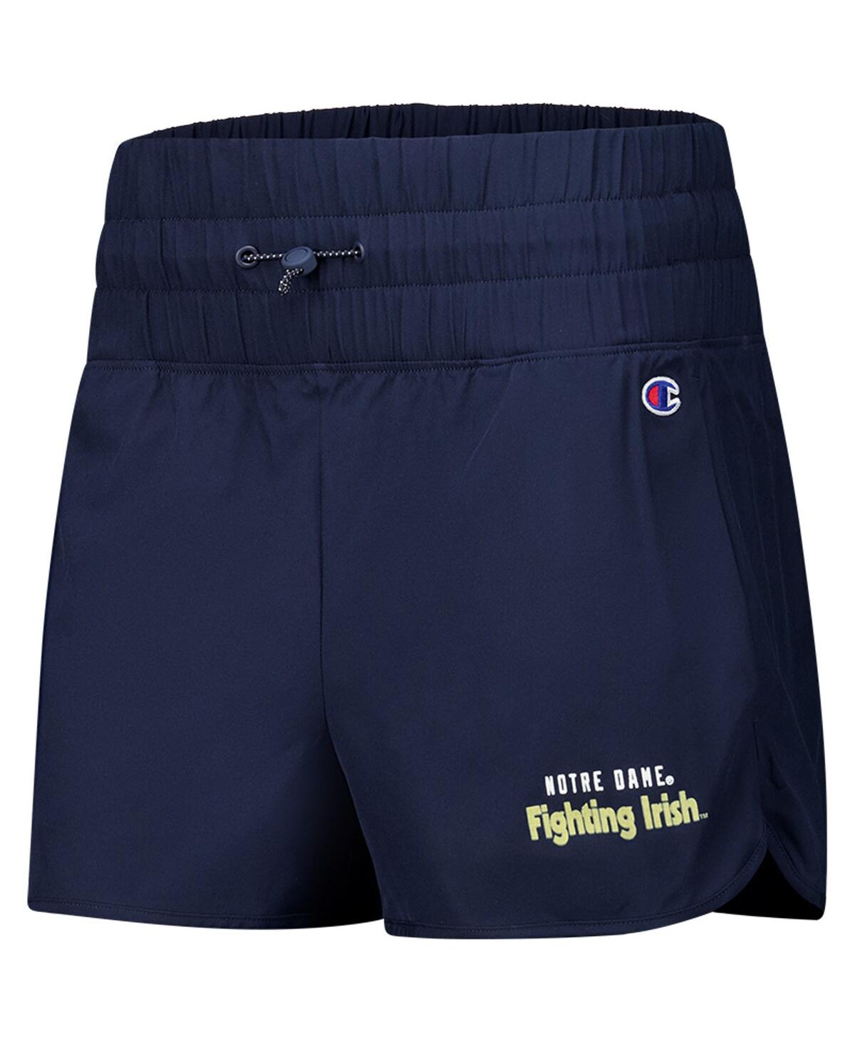 Champion Women's Navy Notre Dame Fighting Irish Tailgate Her Woven Shorts In Blue