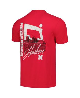 Men's and Women's Scarlet Nebraska Huskers Hyper Local Farming Flag Skyline T-Shirt