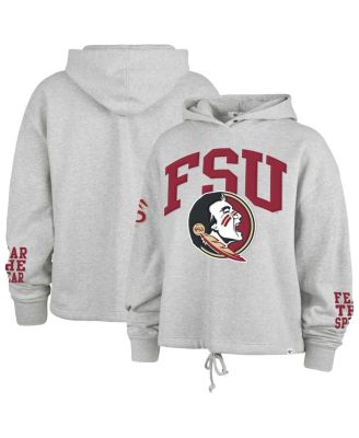 '47 Brand - Women's Heather Gray Florida State Seminoles High Hopes Long Sleeve Cropped Hoodie