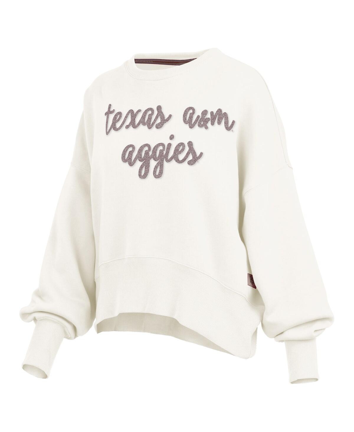 Pressbox Women's Cream Texas A&m Aggies Chelsea Oversized Pullover Sweatshirt In White