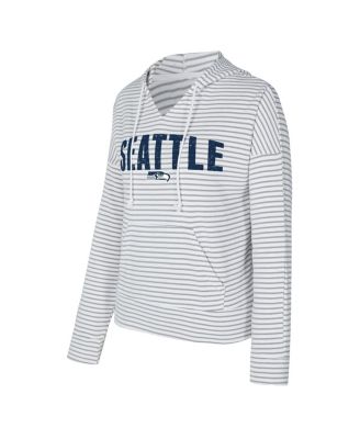 Women's White/Gray Seattle Seahawks Liftoff Striped V-neck Hoodie