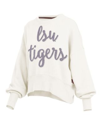 Women's Cream LSU Tigers Chelsea Oversized Pullover Sweatshirt