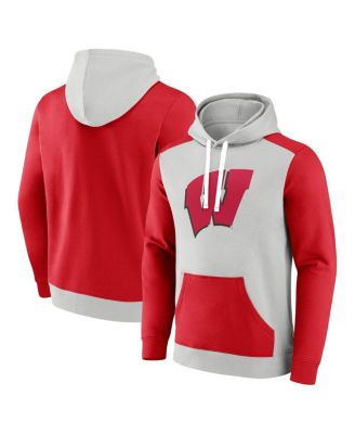 Fanatics - Men's Gray/Red Wisconsin Badgers Primary Arctic Pullover Hoodie