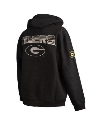 Men's Black Grambling Tigers Puff Print Sliced Pullover Hoodie