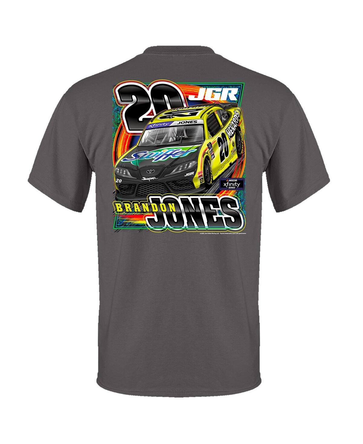 Joe Gibbs Racing Team Collection Men's Charcoal Brandon Jones Menards Car T-shirt In Gray