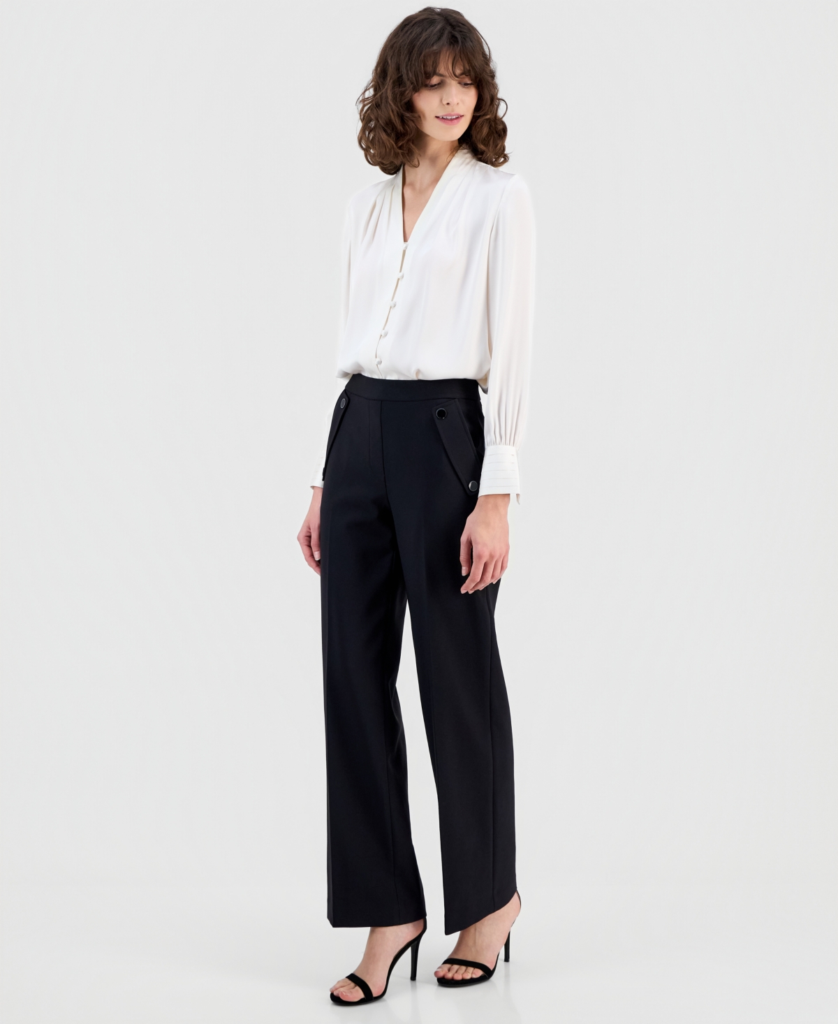 Anne Klein Women's High Rise Wide-leg Pants In Black