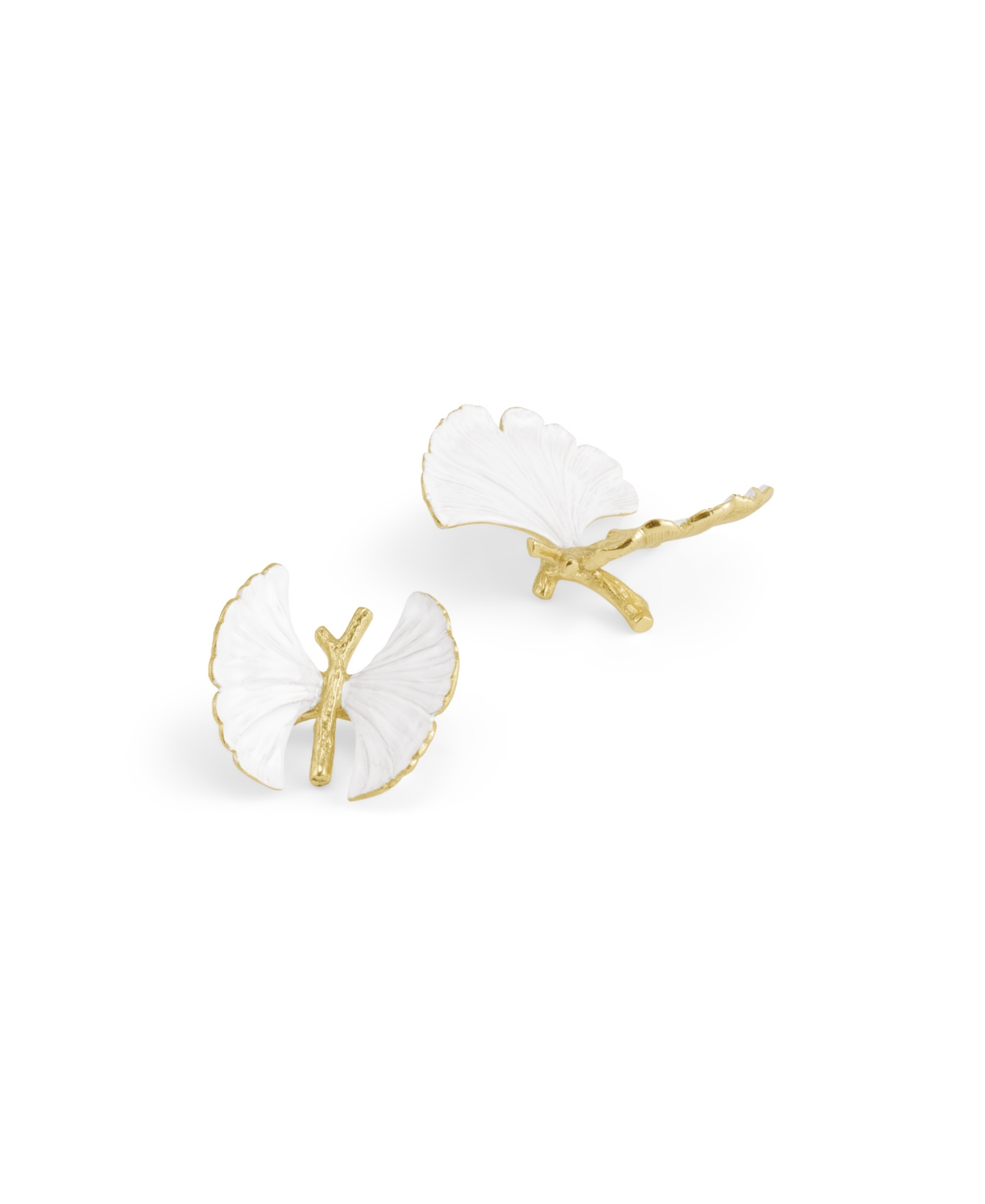 Michael Aram Butterfly Ginkgo Golden Decorative Objects, Set Of 2 In White