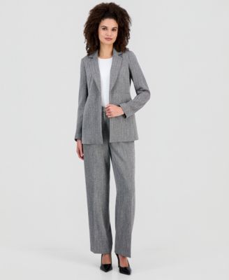 Women's Herringbone Open-Front Blazer