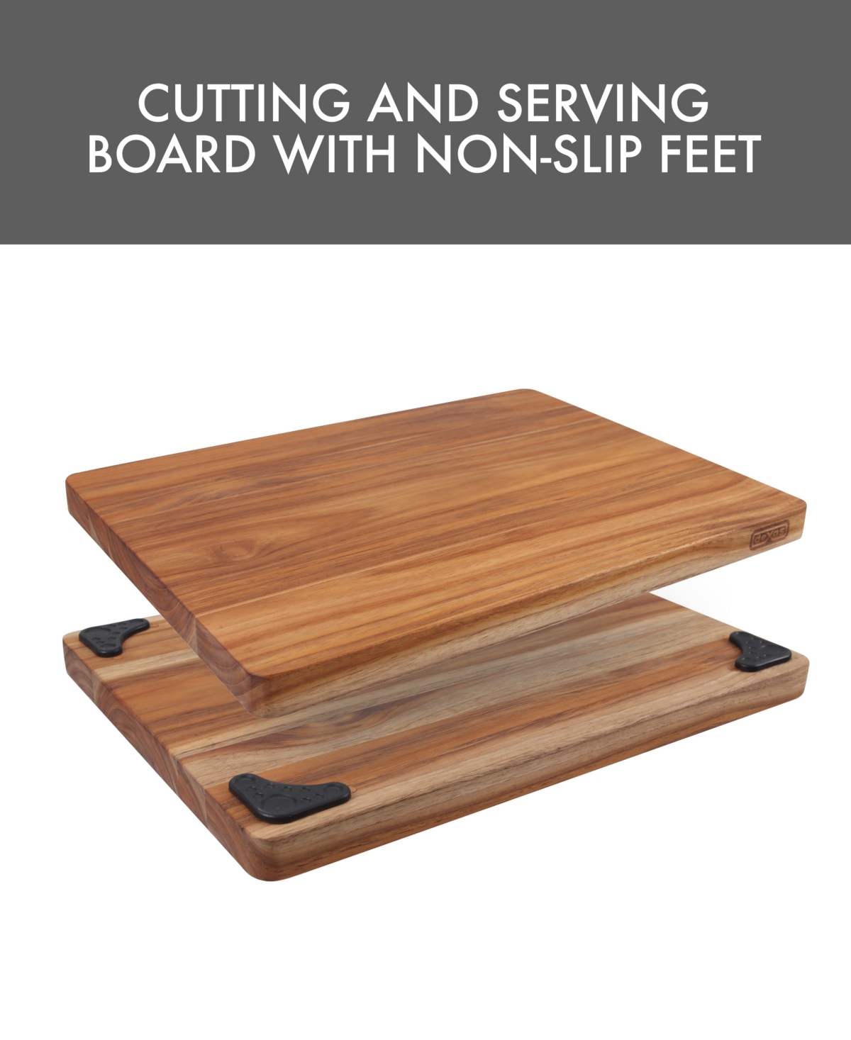 Dexas Teak Butcher Block with Gripp Feet, 12" x 16"