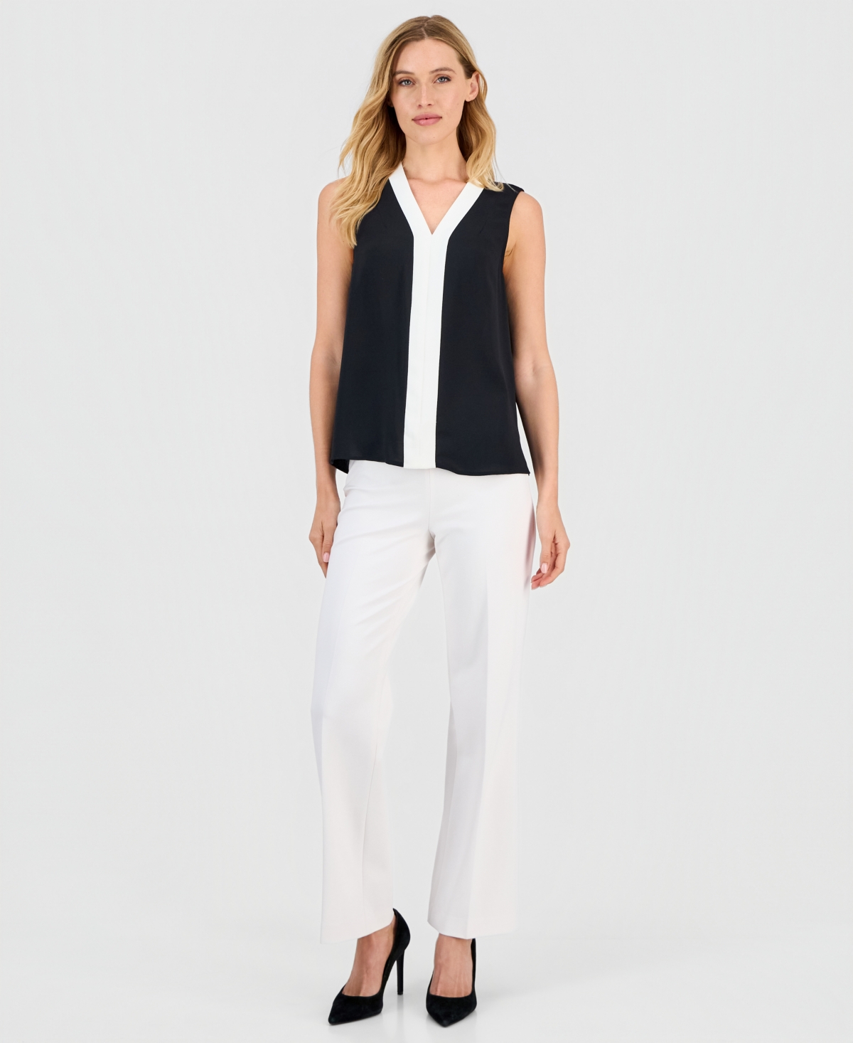 Kasper Women's Colorblocked Sleeveless Top