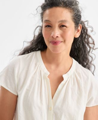 Women's Button-Front Flutter-Sleeve Top, Macy's Exclusive
